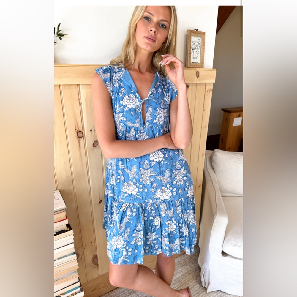 Love Tomas by Emerson Fry Angel Floral Blue Sleeveless Dress